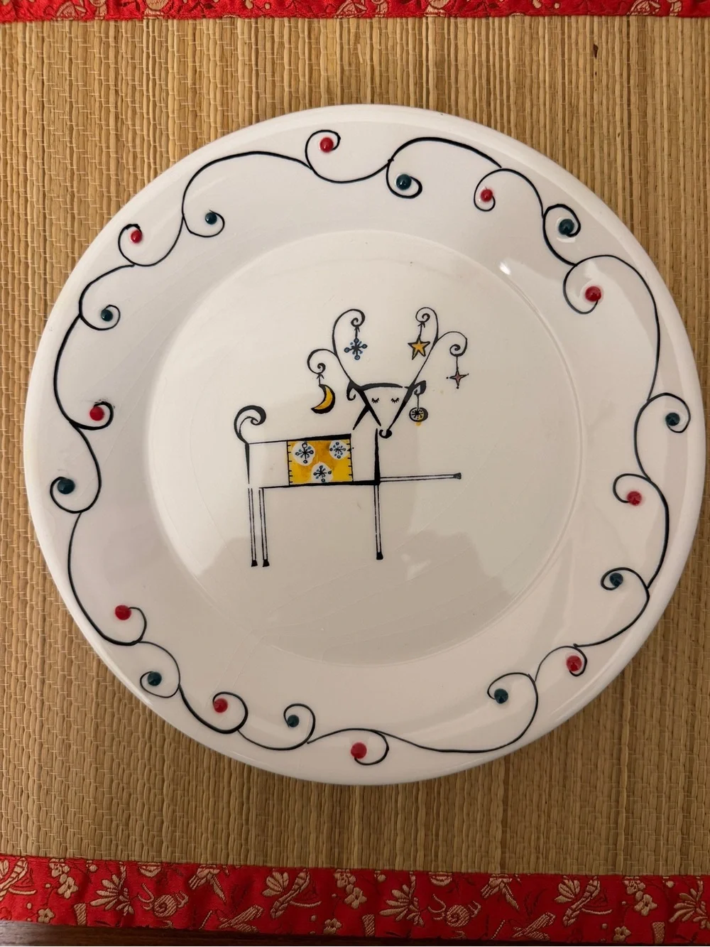 Sakura Vintage Holiday Reindeer Set Of 4 Plates Salad Dessert Hand Painted 8.5”